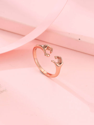 Silver Heart Hug Rings - Rose Color