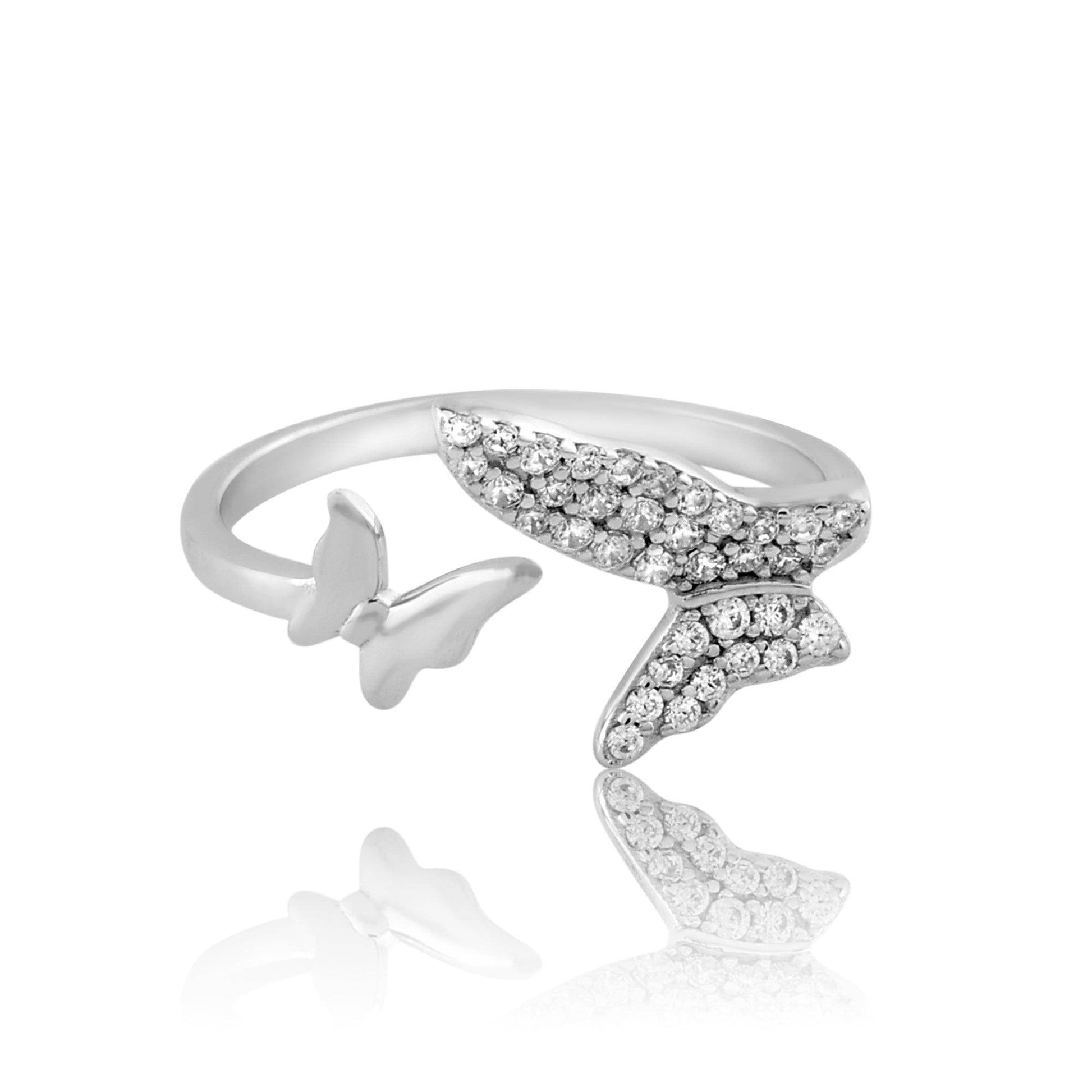 Silver Dashing Butterfly Ring - SAAAR Jewellery