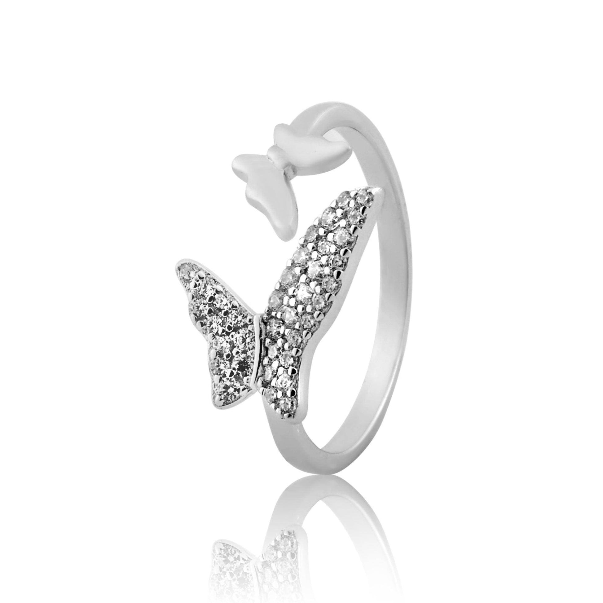 Silver Dashing Butterfly Ring - SAAAR Jewellery