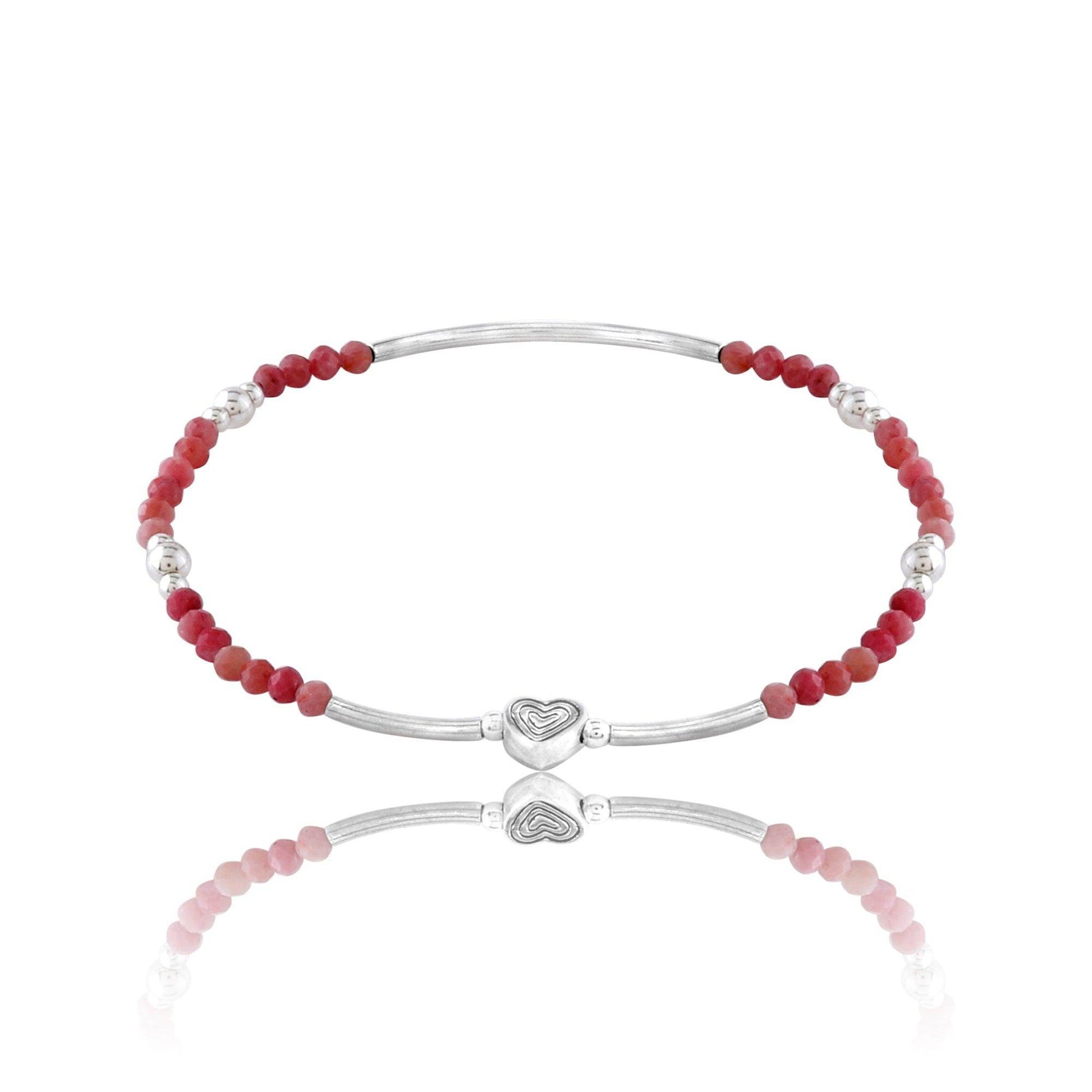 Silver Naughty Heart Pink Bracelet - SAAAR Jewellery