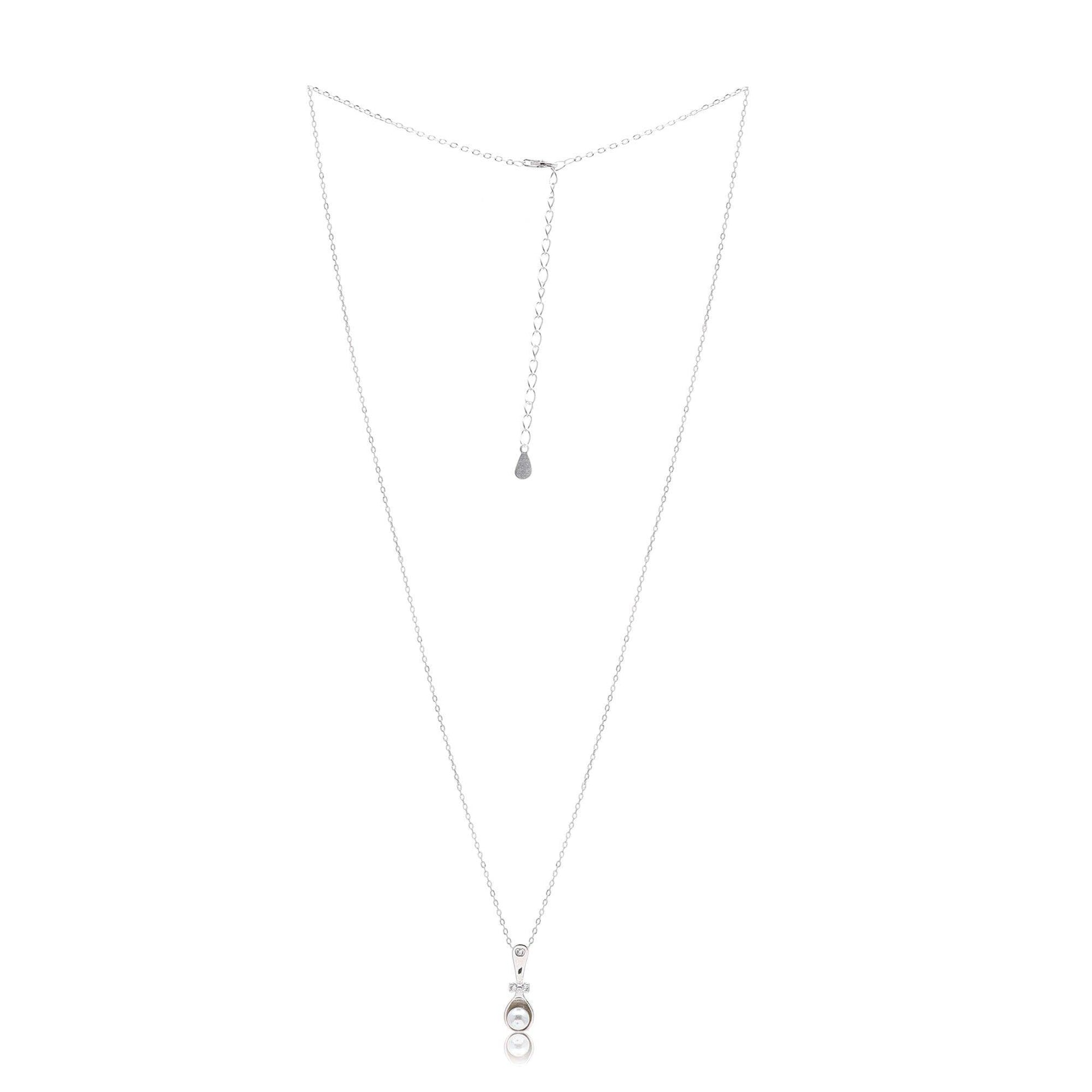 silver pearl drop pendant - SAAAR Jewellery