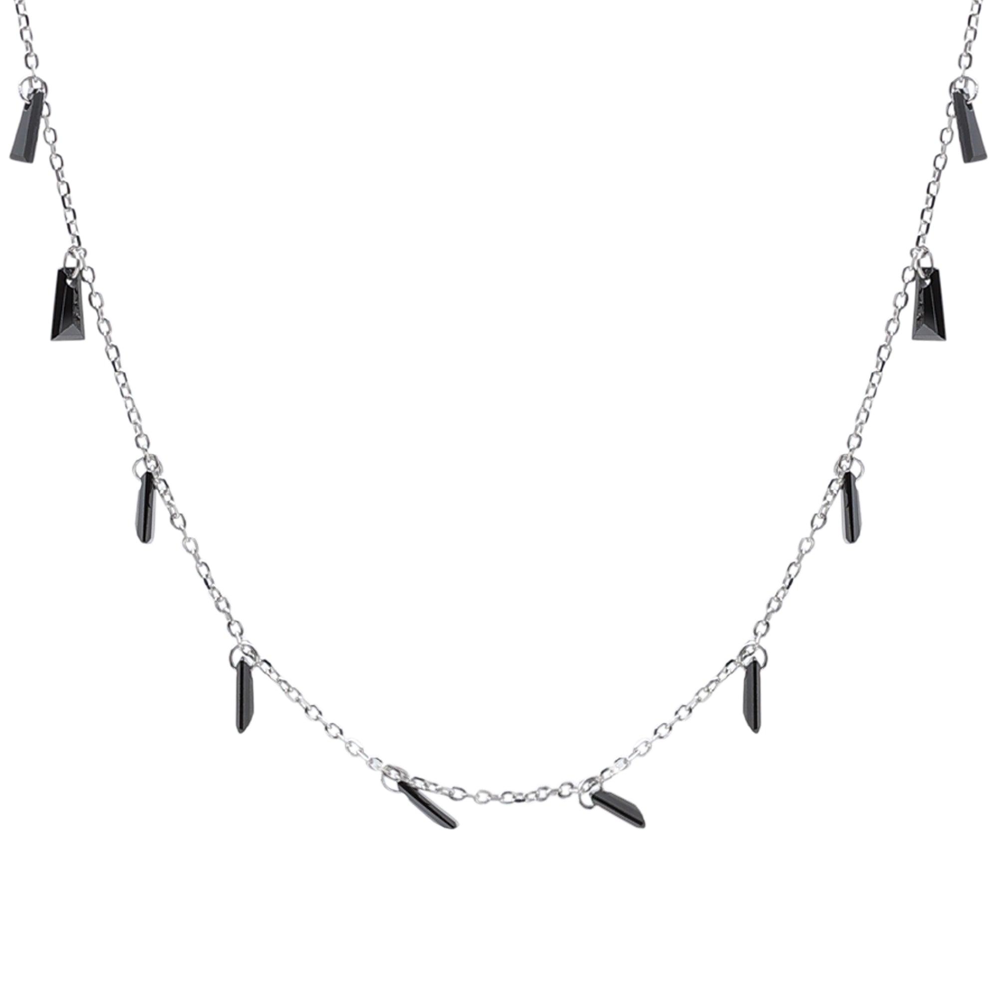 silver black Delicate Pearl Necklace