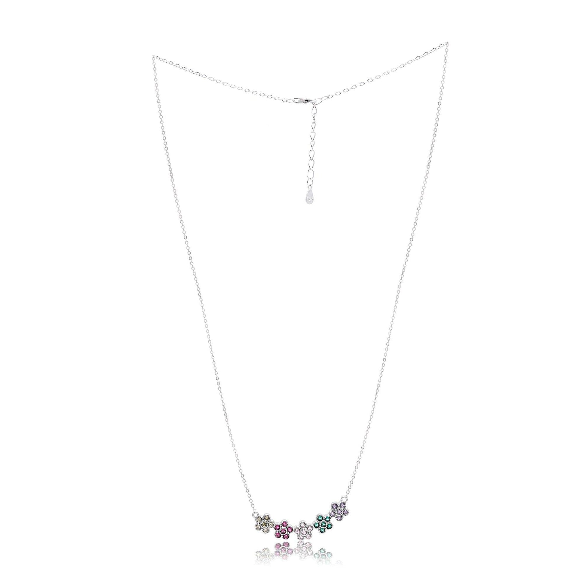 silver multi color flower pendant - SAAAR Jewellery