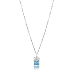 Silver Gracious blue Pendant with Link Chain