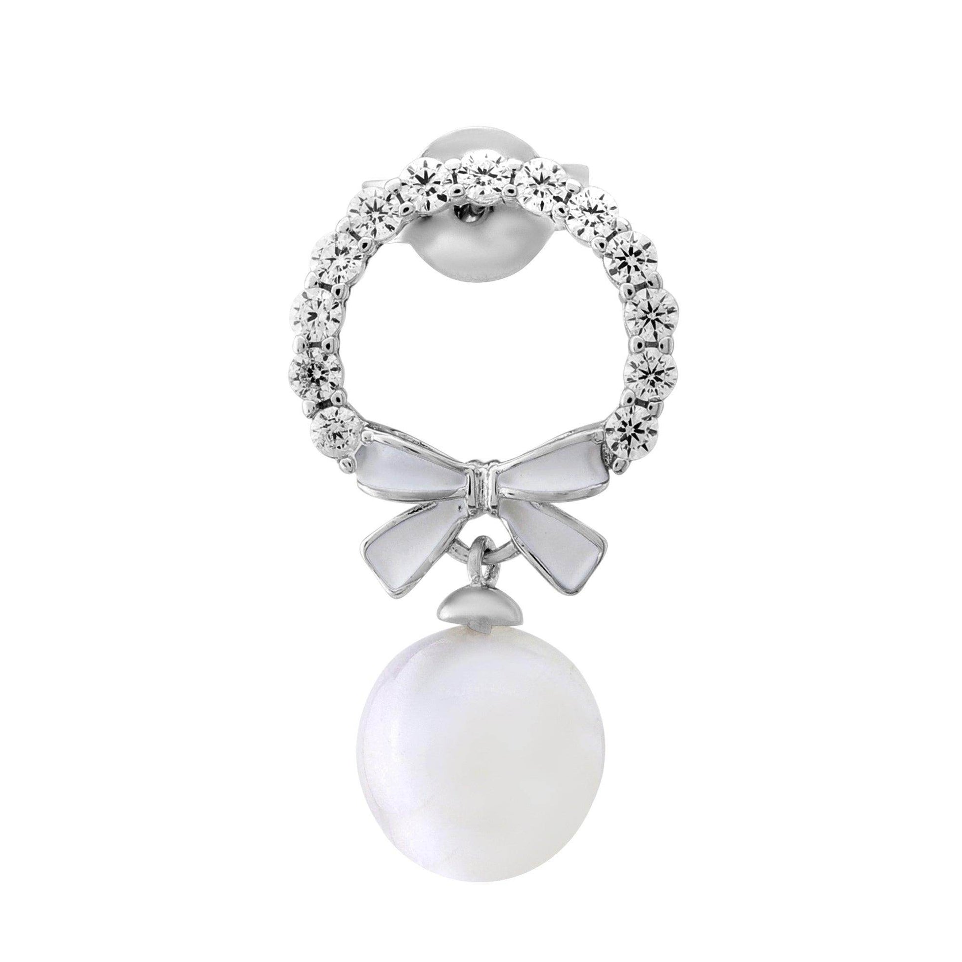 Zircon Pearl Drop with bow Earrings - SAAAR Jewellery