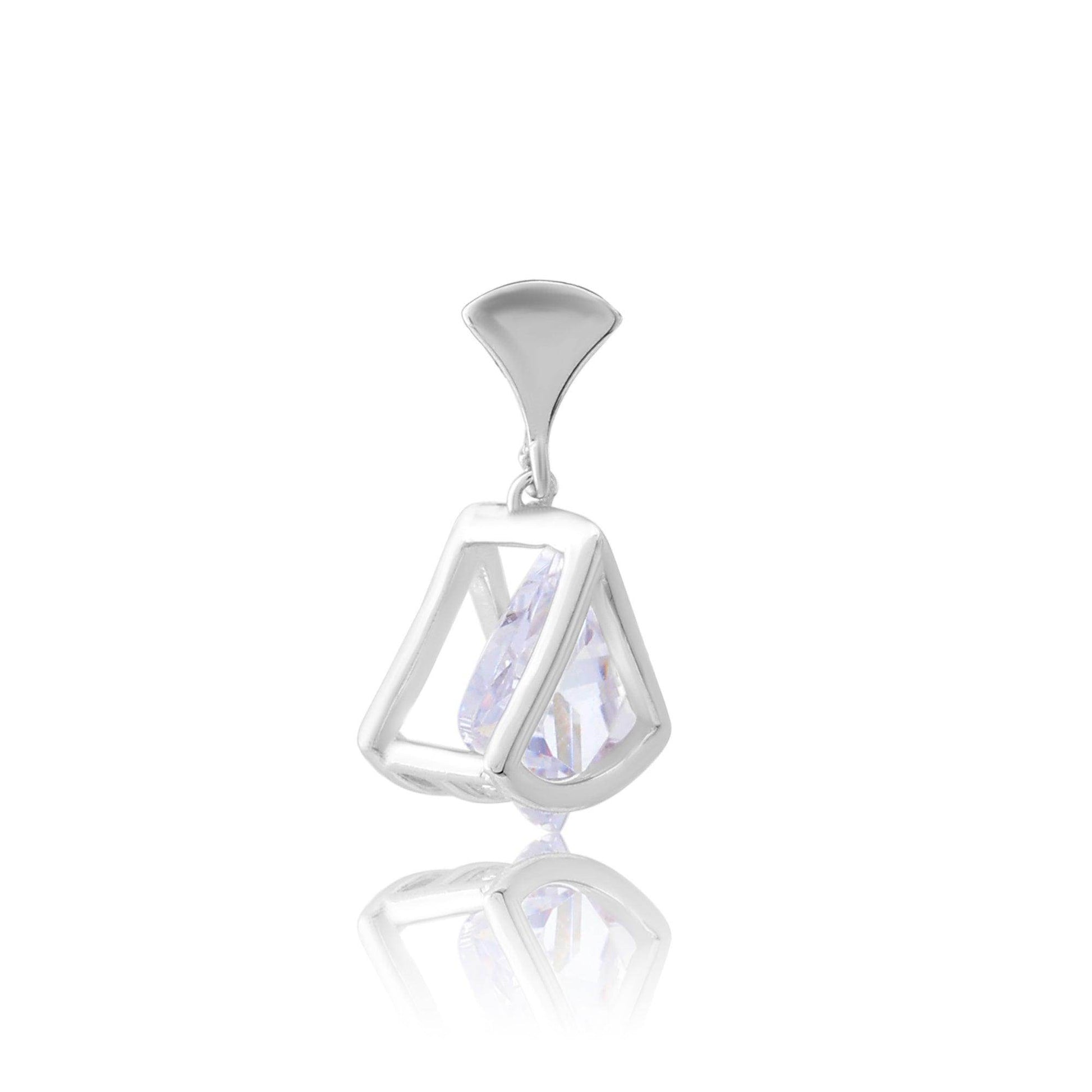 Silver Zircon square drop Earrings - SAAAR Jewellery