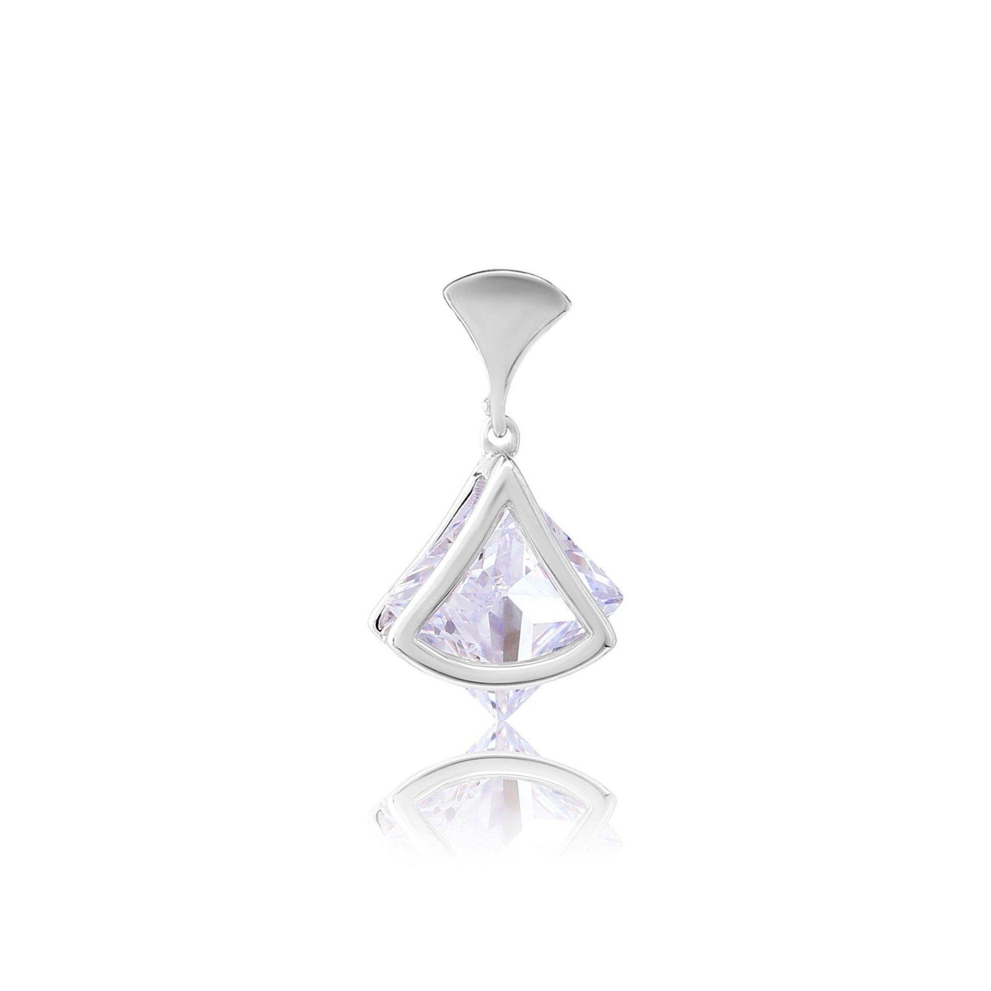 Silver Zircon square drop Earrings - SAAAR Jewellery