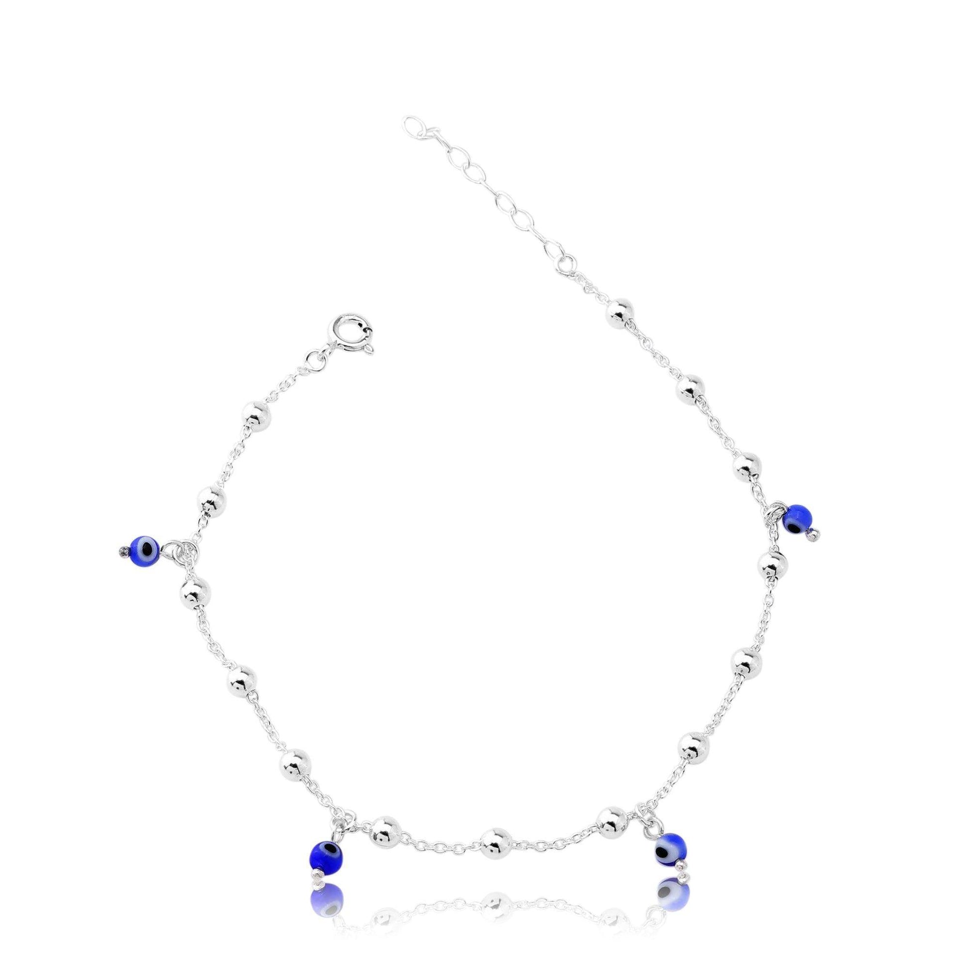 Silver Evil Eye Anklets - SAAAR Jewellery