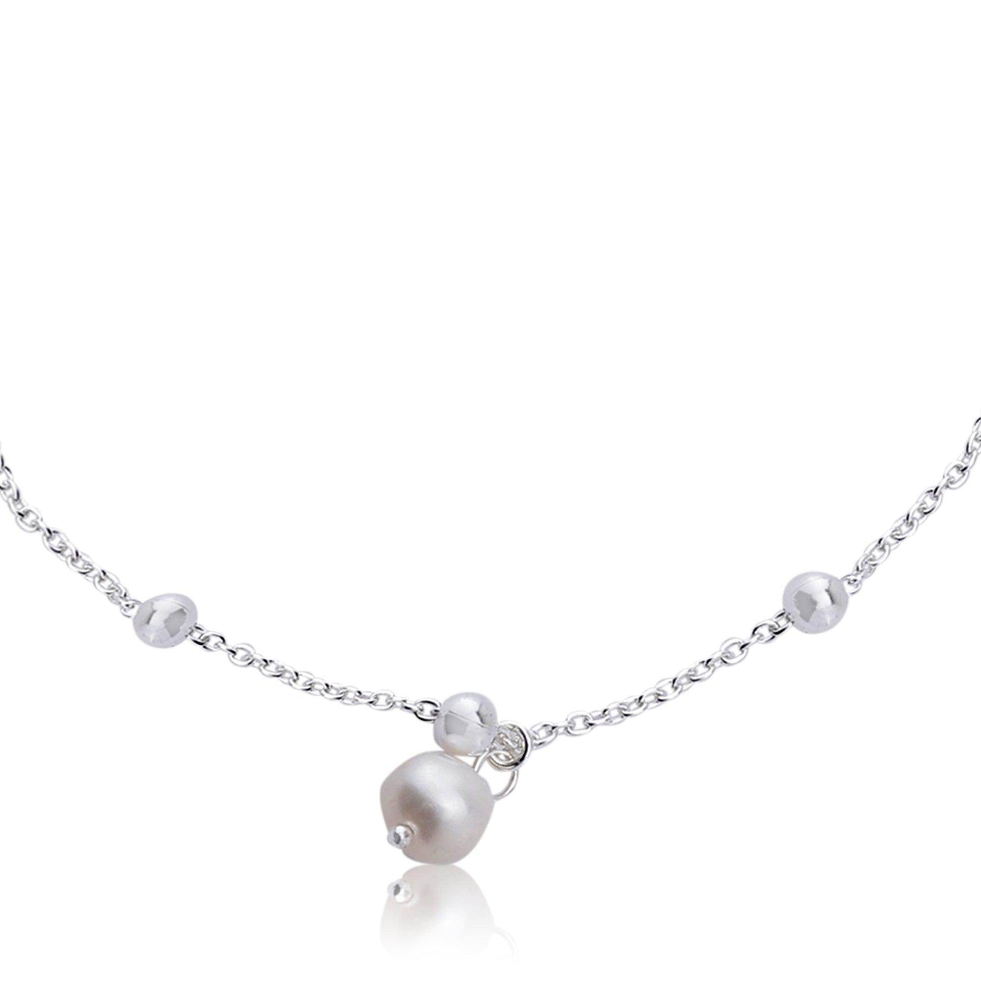 Silver Pearl Drop Anklets - SAAAR Jewellery