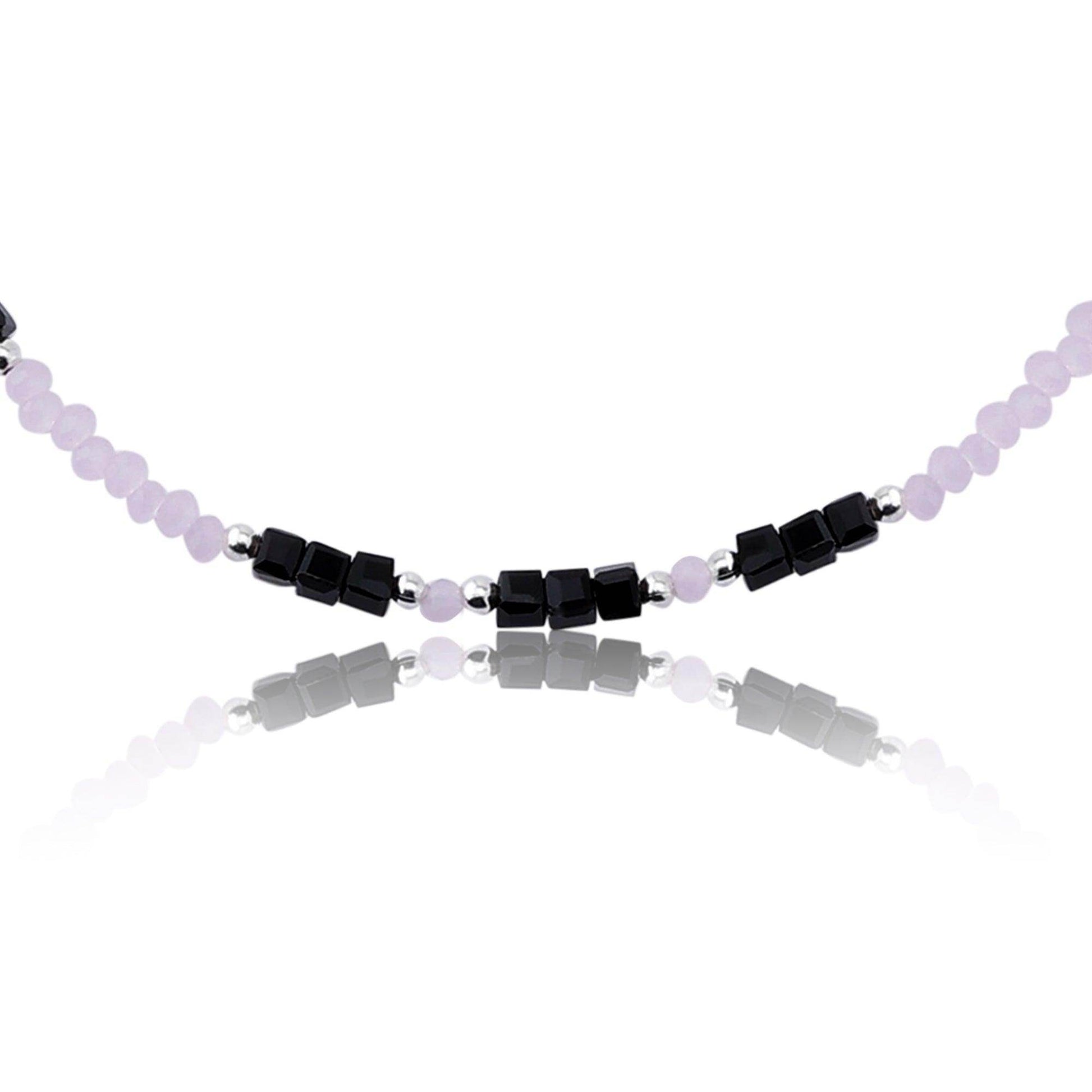 Silver Swaying Shadows Pink Beads Anklets - SAAAR Jewellery