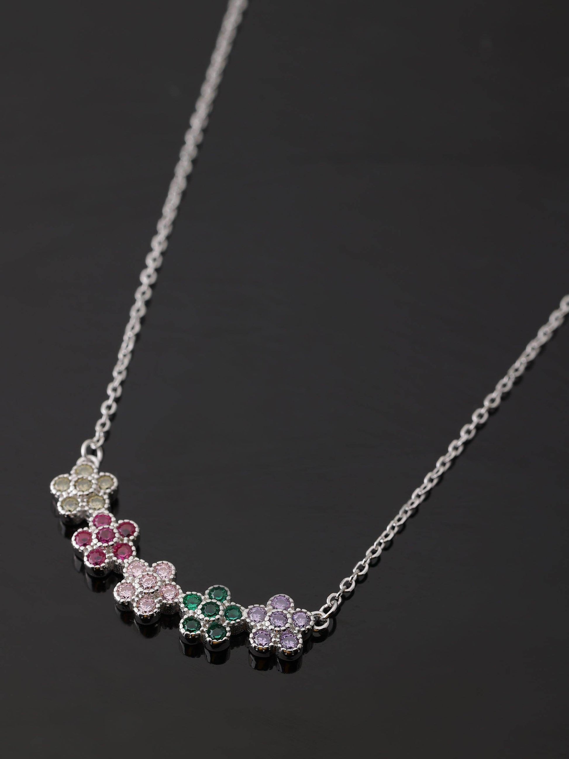 silver multi color flower pendant - SAAAR Jewellery