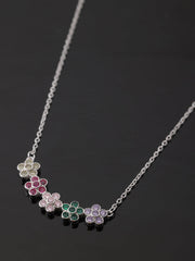 silver multi color flower pendant