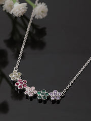 silver multi color flower pendant