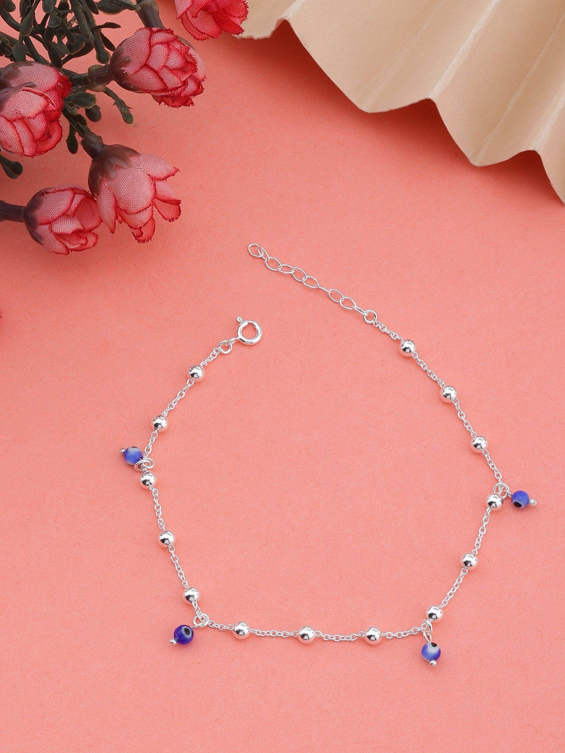 Silver Evil Eye Anklets - SAAAR Jewellery