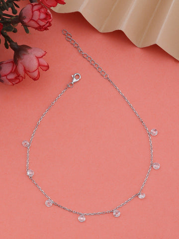Silver Pearl Charm Anklets