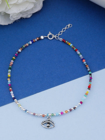 Silver Drop Eye Anklets