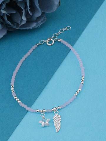 silver leaf love bracelet