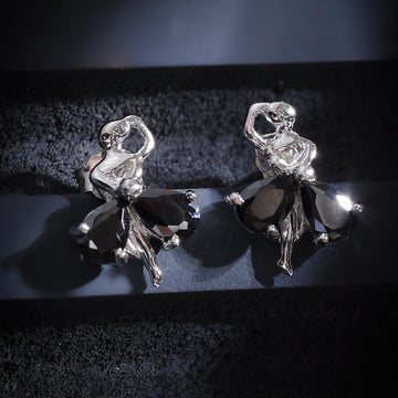silver dancing girl studs