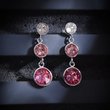 silver love for pink earrings