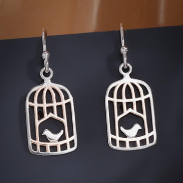 rose gold bird cage earrings