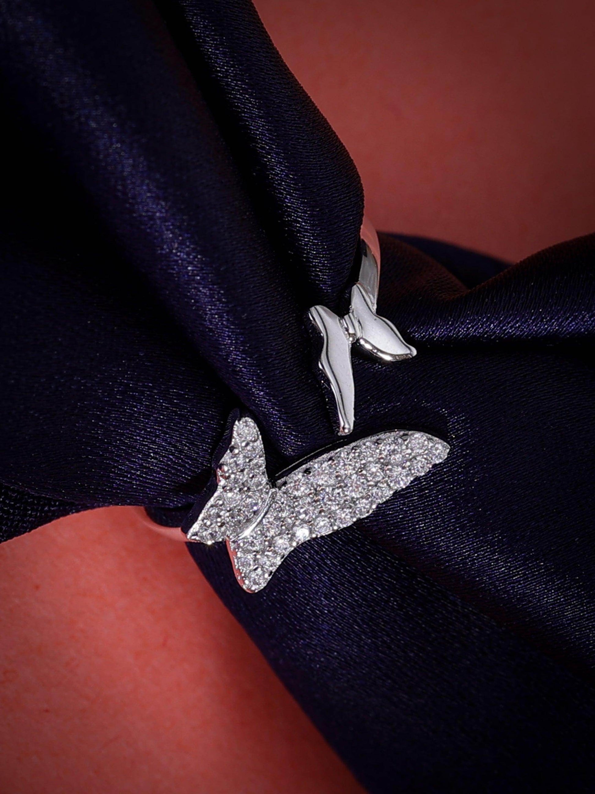 Silver Dashing Butterfly Ring - SAAAR Jewellery