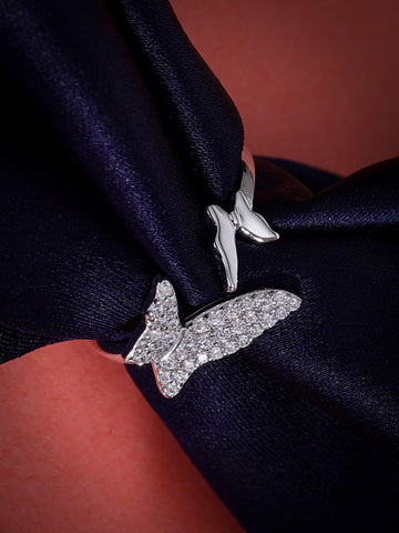 Silver Dashing Butterfly Ring