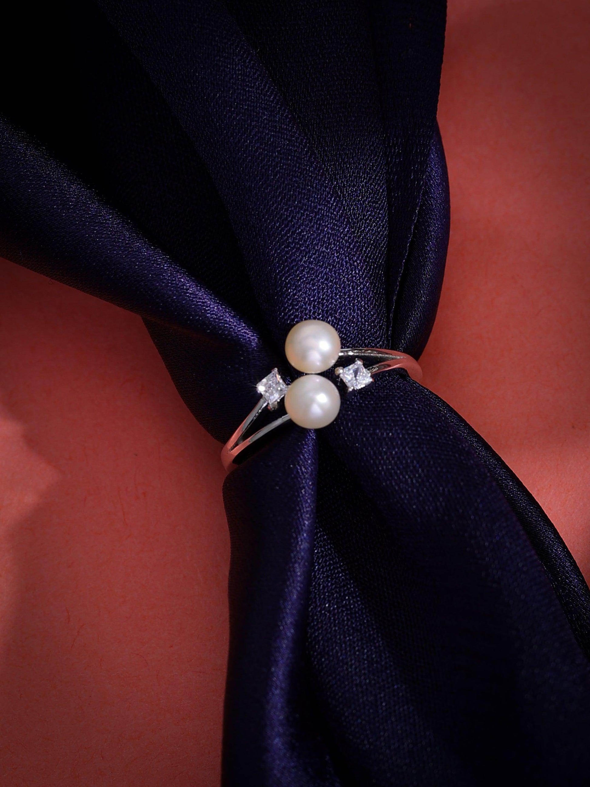 silver pearl ring - SAAAR Jewellery