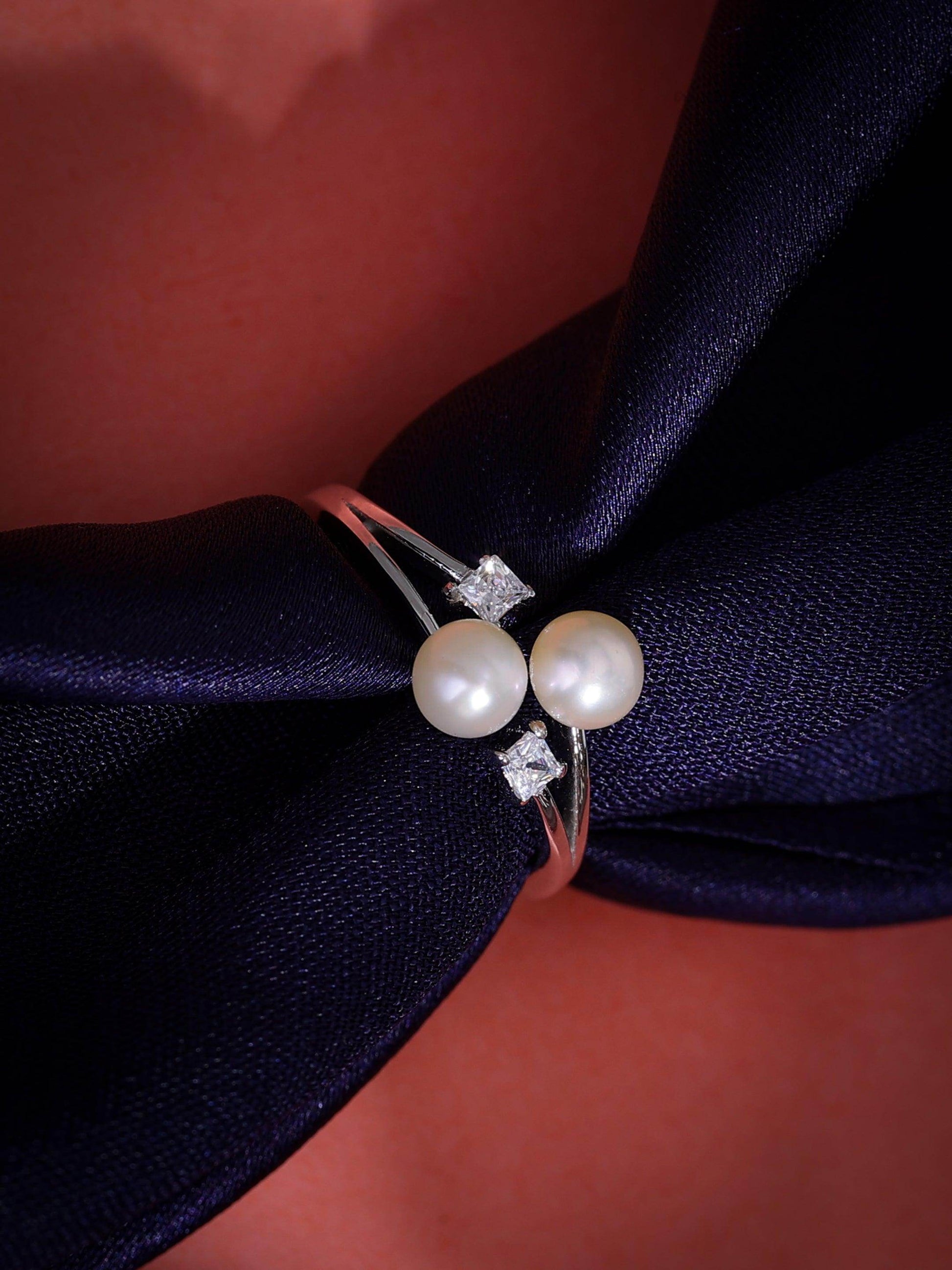 silver pearl ring - SAAAR Jewellery