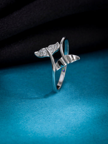 silver fish teal ring