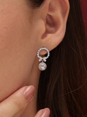 Zircon Pearl Drop with bow Earrings