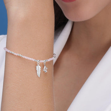 silver leaf love bracelet