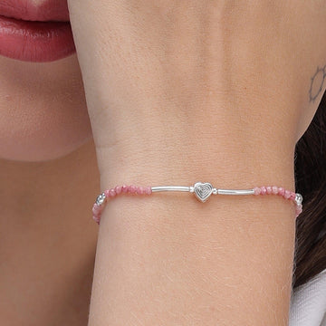 Silver Naughty Heart Pink Bracelet