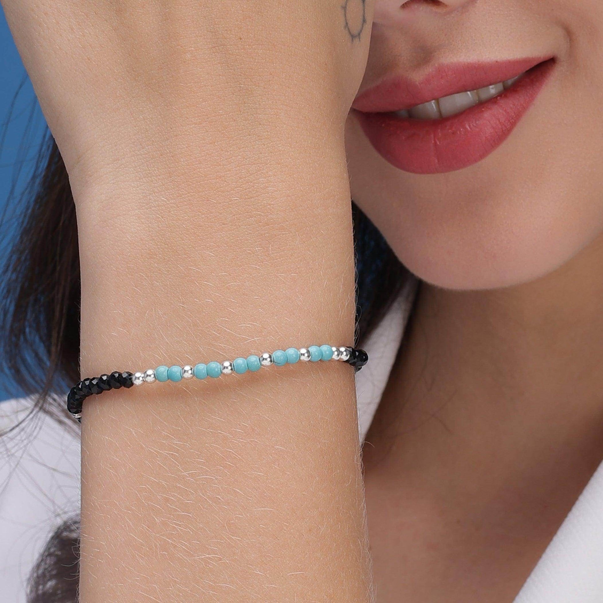 Black & Blue Beads Bracelet - SAAAR Jewellery