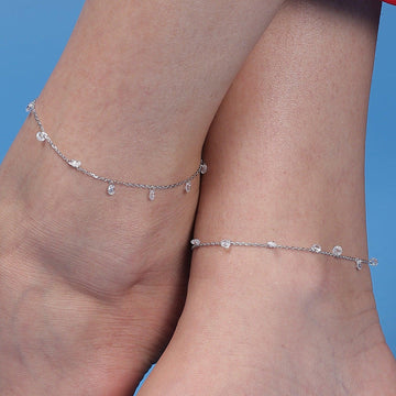 Silver Pearl Charm Anklets
