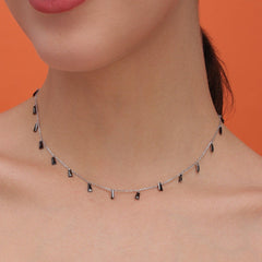 silver black Delicate Pearl Necklace