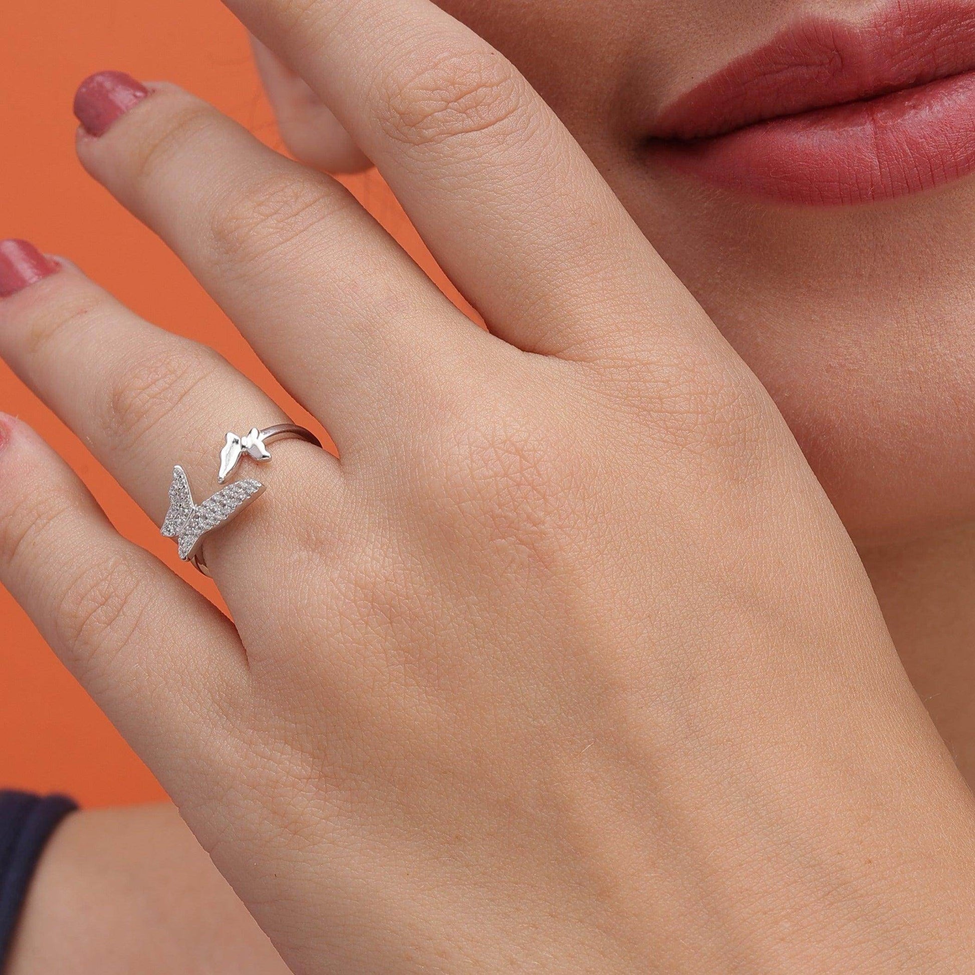 Silver Dashing Butterfly Ring - SAAAR Jewellery