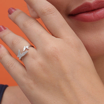 Silver Dashing Butterfly Ring