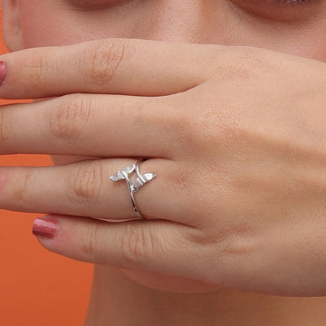 silver fish teal ring