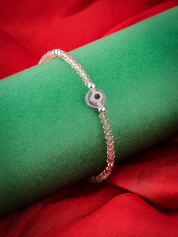 Silver Pink Evil Eye Bracelet