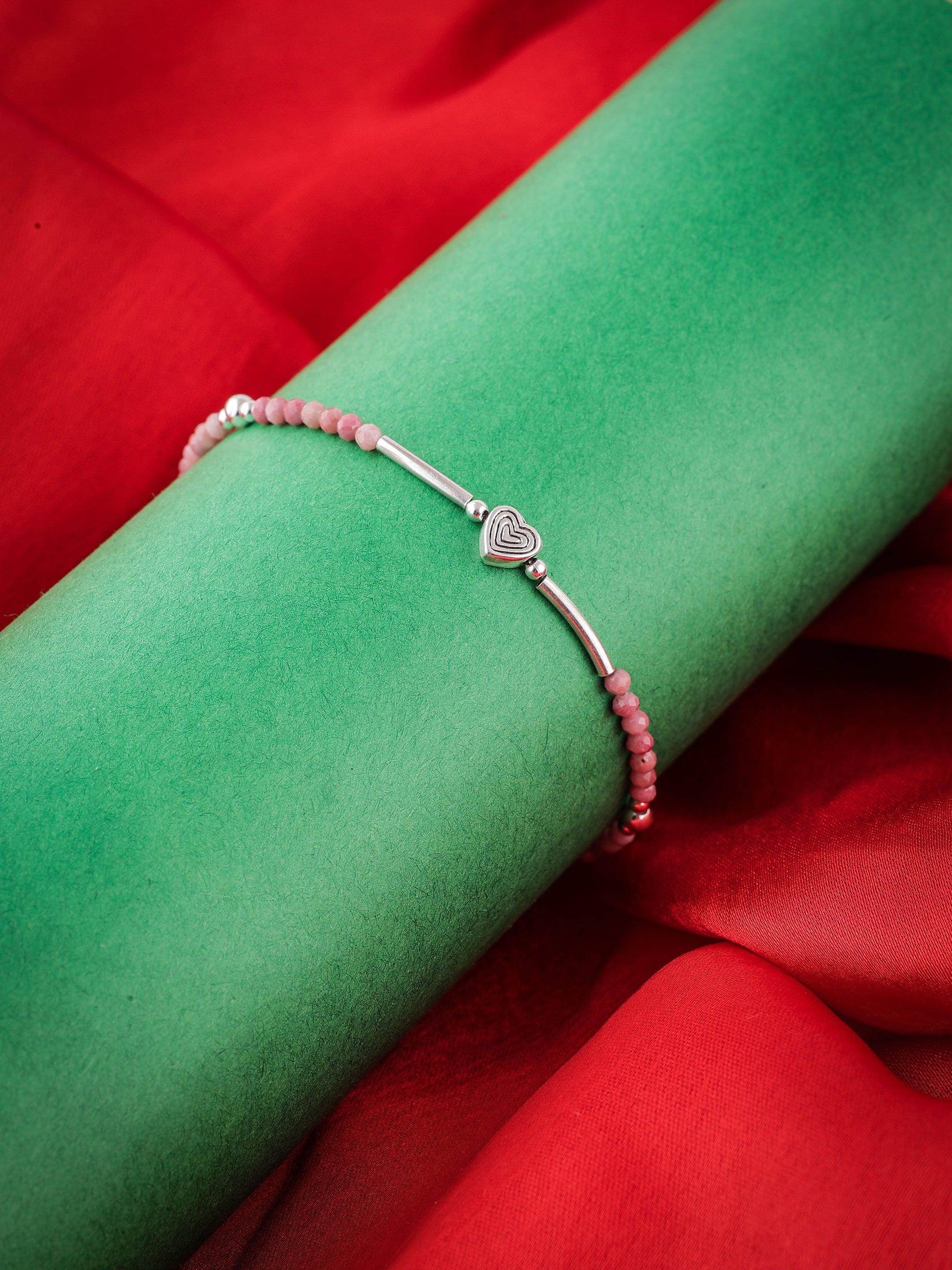 Silver Naughty Heart Pink Bracelet - SAAAR Jewellery
