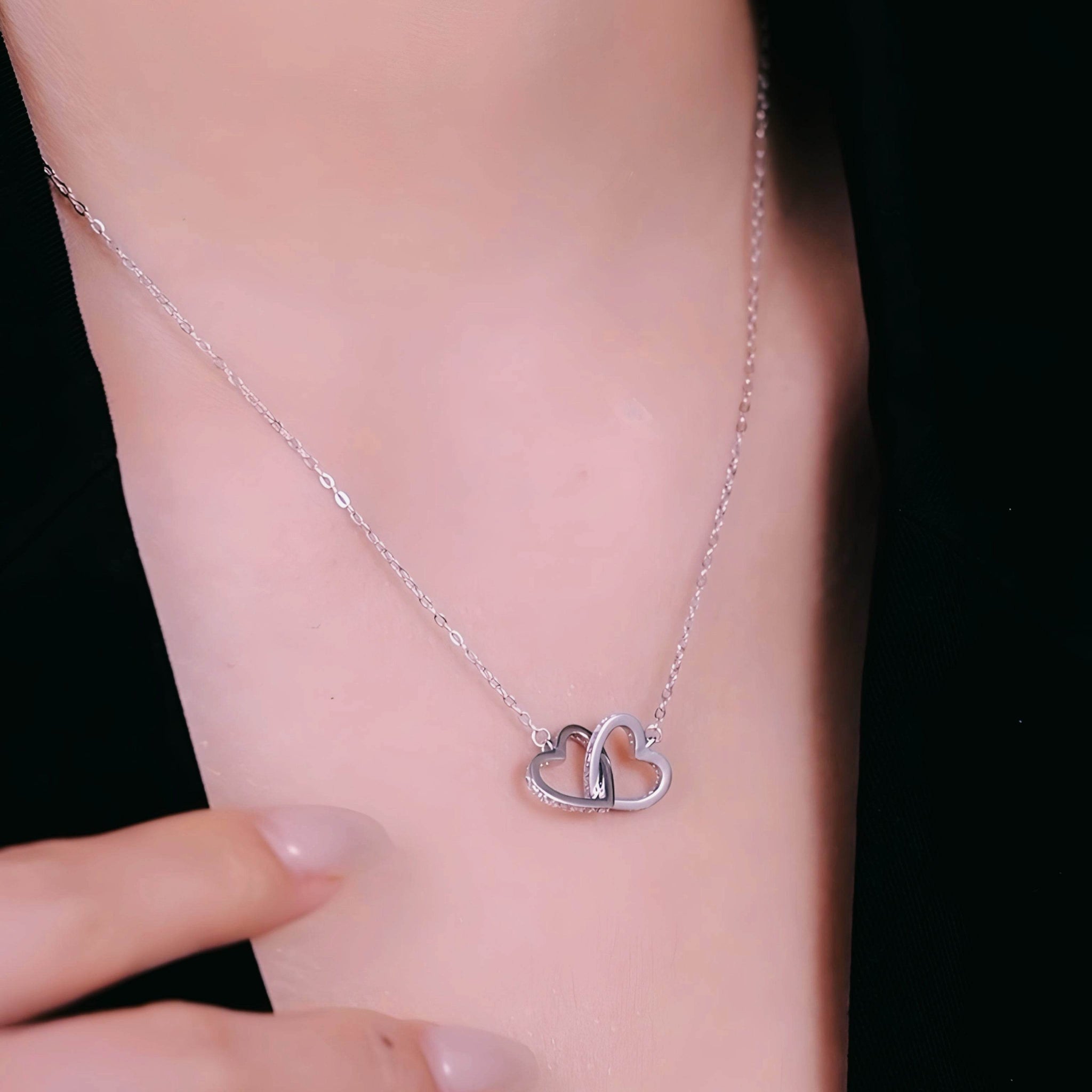 Silver Double Heart Chain - SAAAR Jewellery