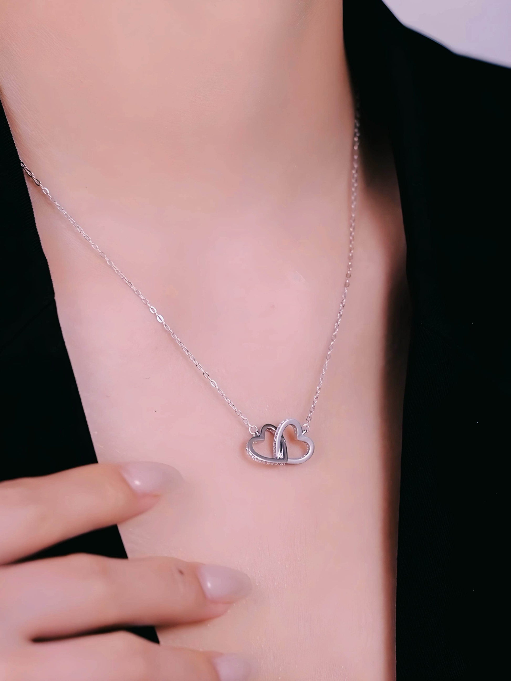 Silver Double Heart Chain - SAAAR Jewellery