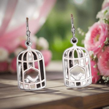 rose gold bird cage earrings